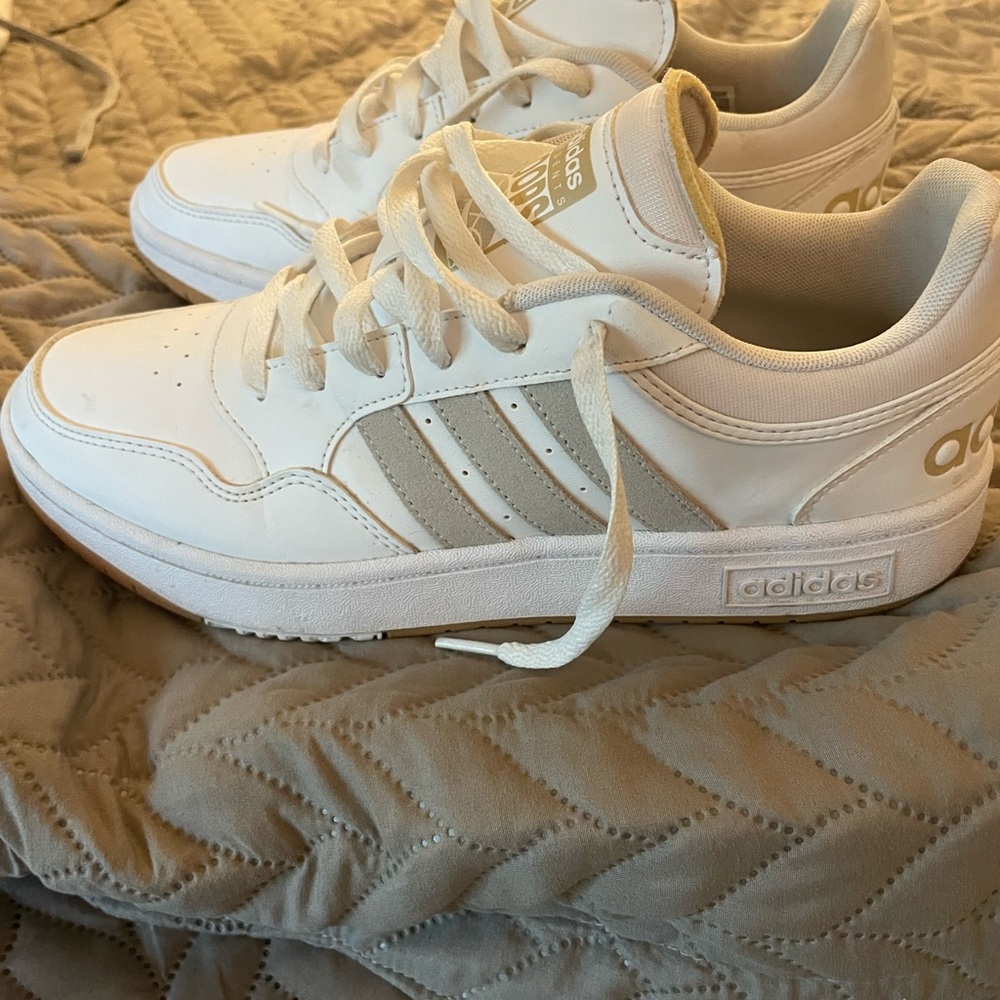 Adidas Cream and White Athletic Shoes
